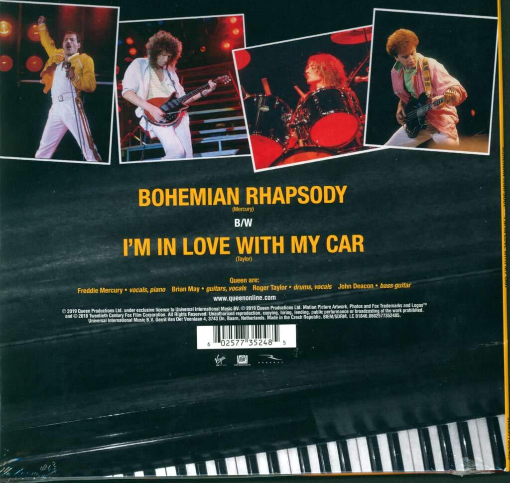 Queen (퀸) - Bohemian Rhapsody b/w I'm In Love With My Car [7인치 퍼플 & 옐로우 컬러 Vinyl]