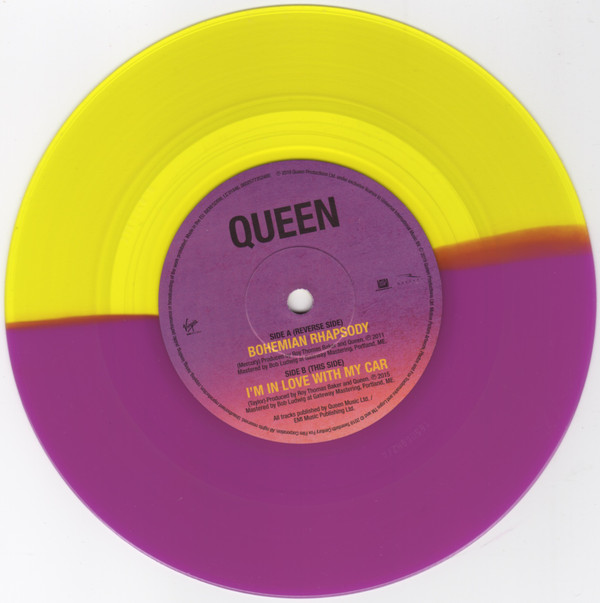 Queen (퀸) - Bohemian Rhapsody b/w I'm In Love With My Car [7인치 퍼플 & 옐로우 컬러 Vinyl]