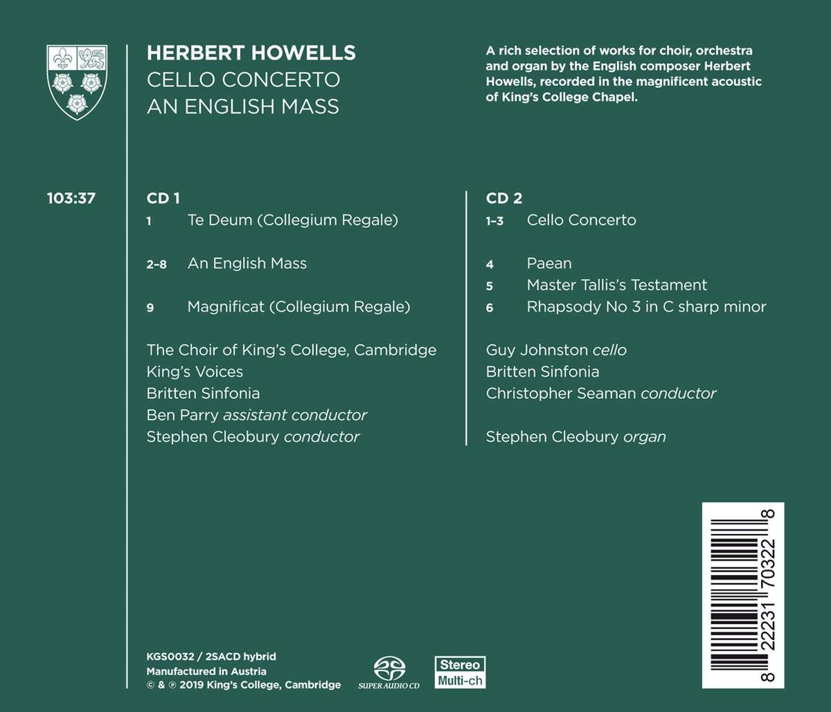 King’s College Cambridge 허버트 하웰스: 첼로 협주곡, 영국 미사곡 (Herbert Howells: Cello Concerto, An English Mass)