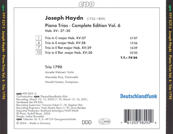 Trio 1790 하이든: 피아노 트리오 Vol.6 (Haydn: Complete Piano Trios Volume 6)