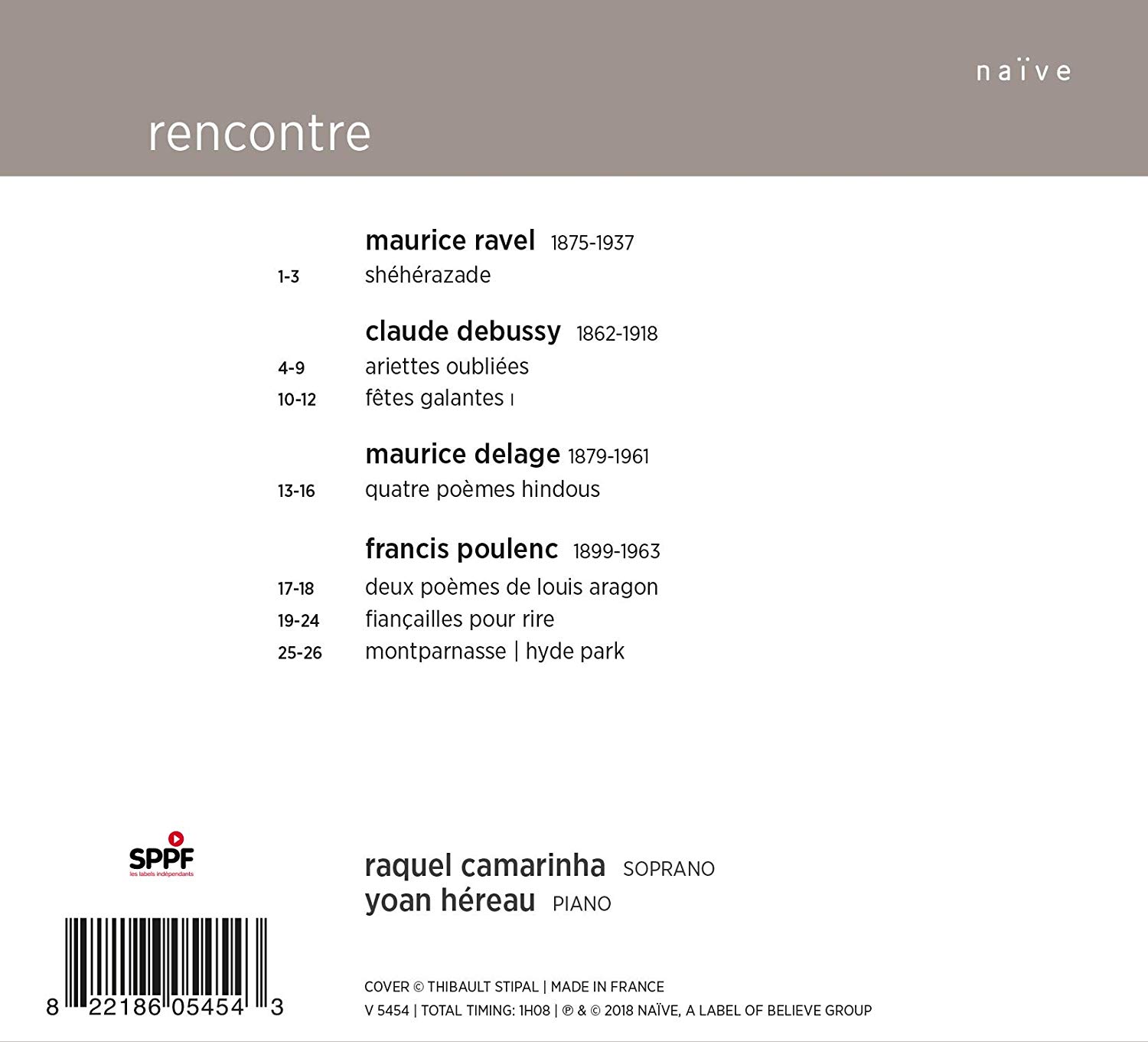 Raquel Camarinha / Yoan Hereau 드뷔시 / 모리스 들라주 / 풀랑크 / 라벨: 만남 (Rencontre) 