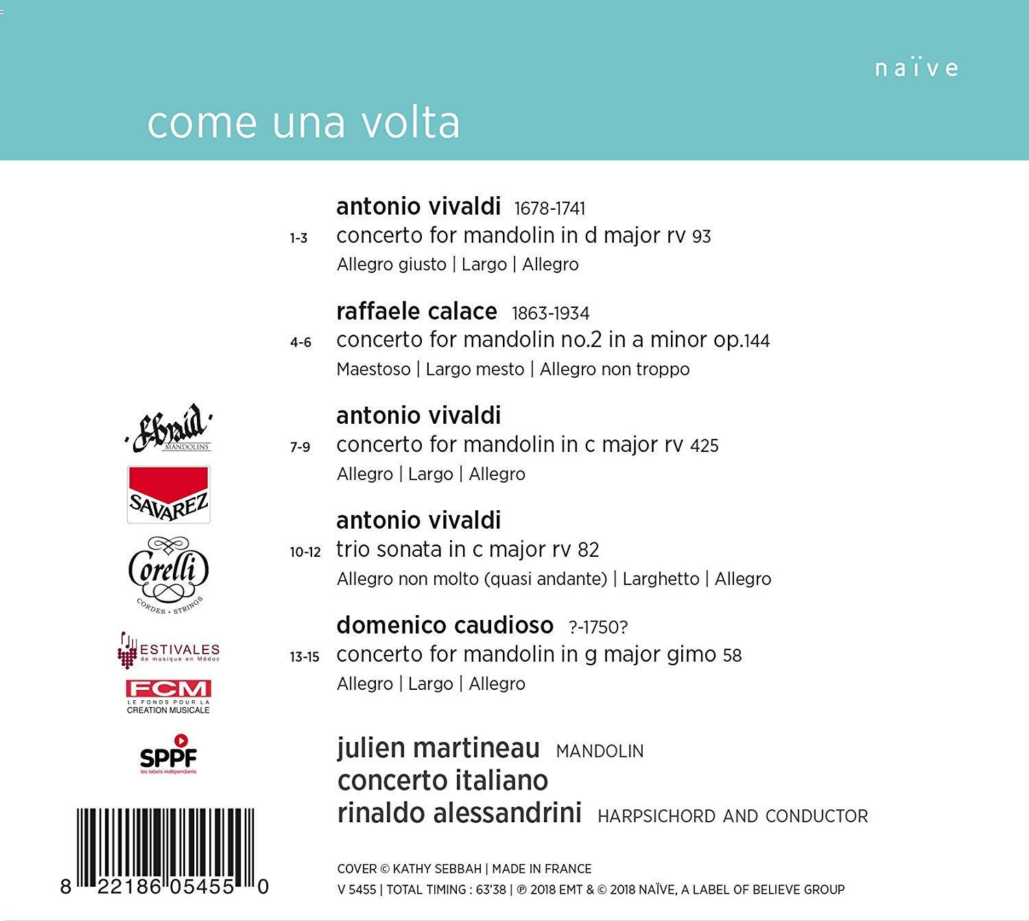 Julien Martineau 라파엘레 칼라체 / 비발디 / 도메니코 카우디오소: 만돌린 협주곡집 (Come Una Volta)