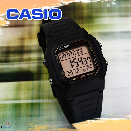 정품 카시오 W-800HG-9A 남녀공용 디지털 시계