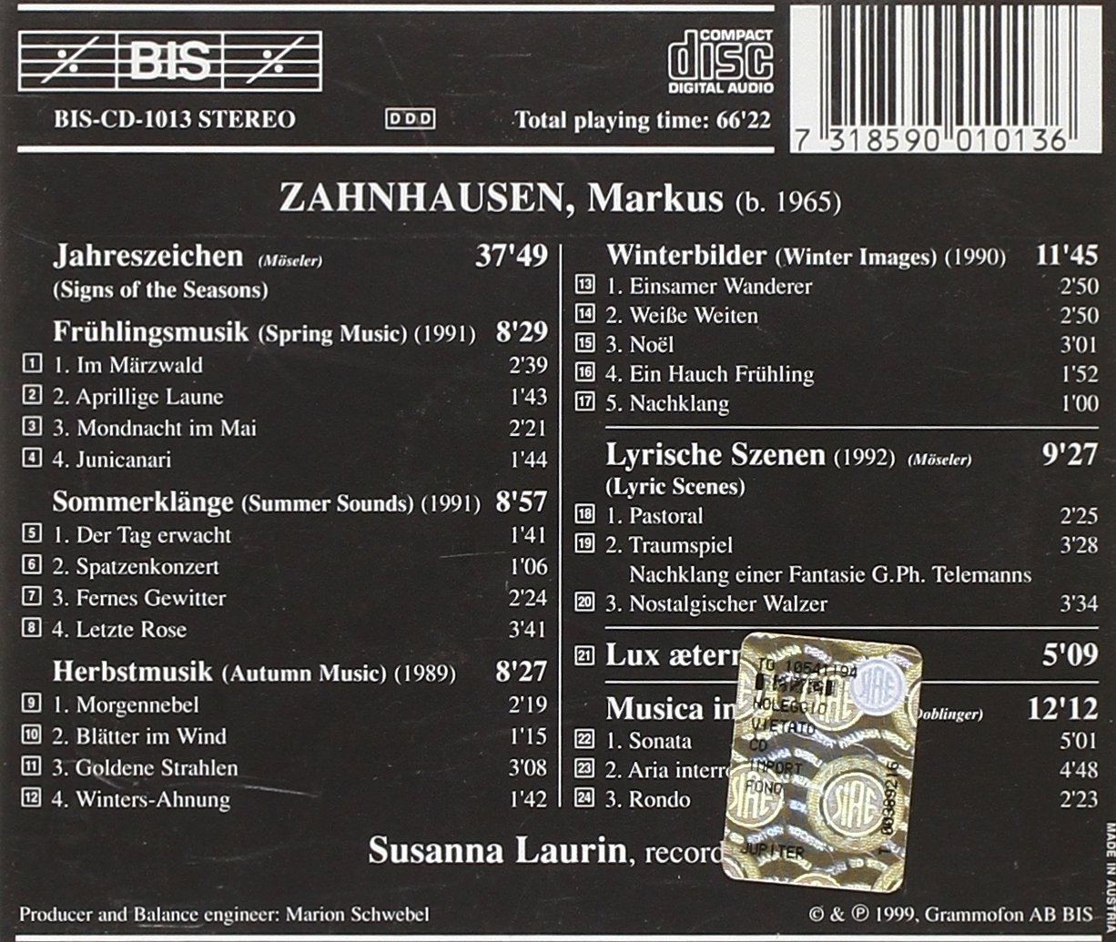 Susanna Laurin 마커스 찬하우젠: 사계 (Markus Zahnhausen: Jahreszeichen)