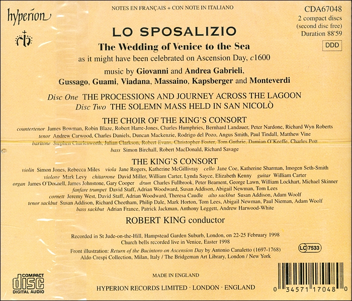Robert King 로 스포사리지오 - 16세기 후반의 음악 (Lo Sposalizio)