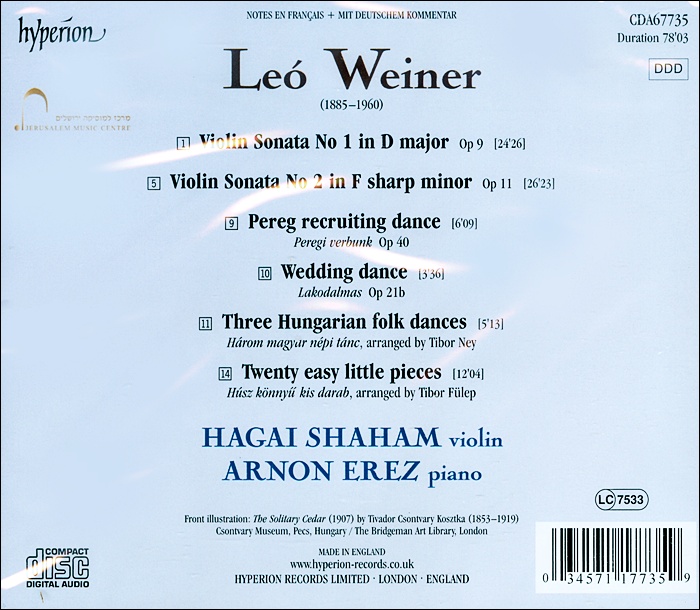 Hagai Shaham 레오 베이네르: 바이올린 소나타 1, 2번 외 (Leo Weiner: Violin Sonatas)