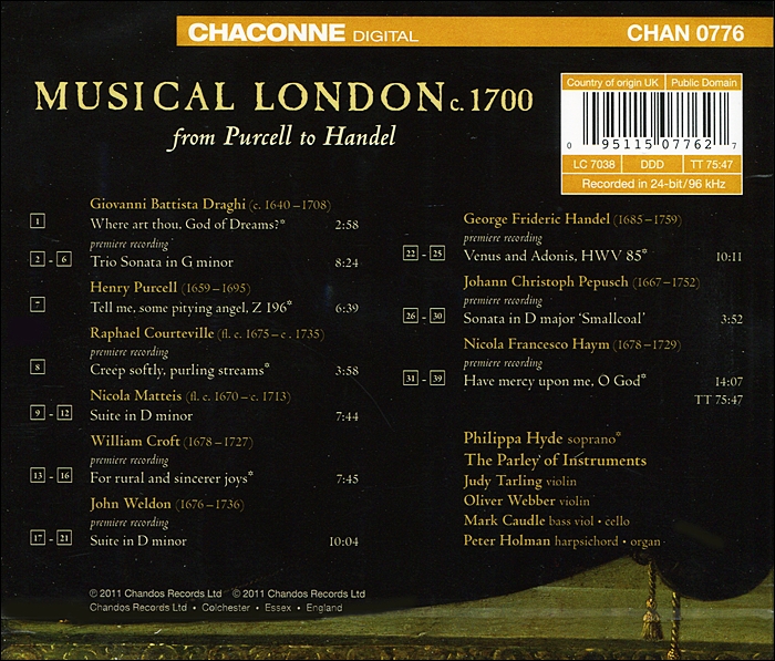 Philippa Hyde 1700년대의 런던 음악 (Muscal London, c1700)