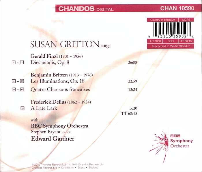 Susan Gritton 수잔 그리튼이 부르는 브리튼 / 제랄드 핀지 / 프레데릭 델리우스 (Susan Gritton sings Britten / Delius / Finzi)