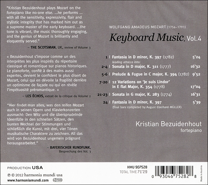 Kristian Bezuidenhout 모차르트: 키보드 음악 4집 (Mozart: Keyboard Music Vol. 4)