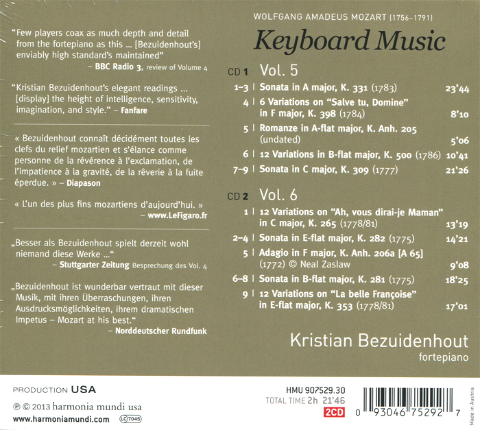 Kristian Bezuidenhout  모차르트: 키보드 음악 5, 6집 (Mozart: Keyboard Music Vol 5, 6)