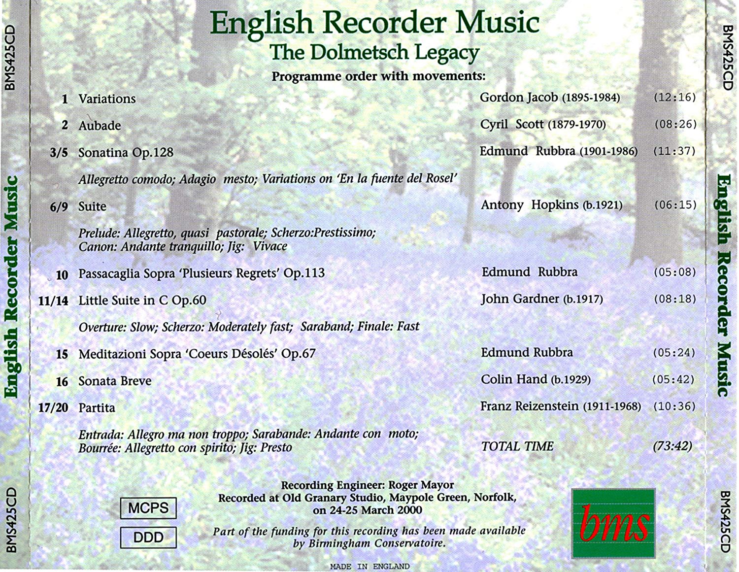 Ross winters / Andew Ball 영국의 리코더 음악 (English Recorder Music)