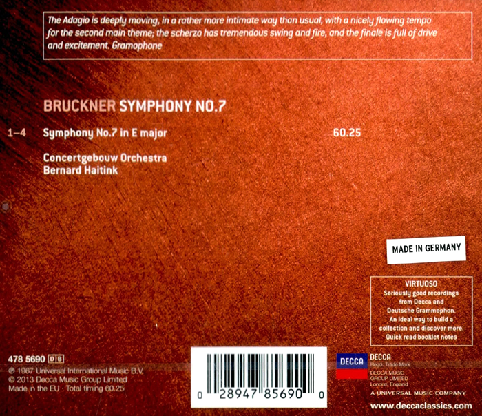 Bernard Haitink 브루크너: 교향곡 7번 (Bruckner: Symphony WAB107)