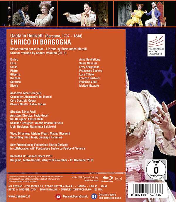 Alessandro De Marchi 도니제티: 오페라 '보르고냐의 엔리코' (Donizetti: Enrico di Borgogna)