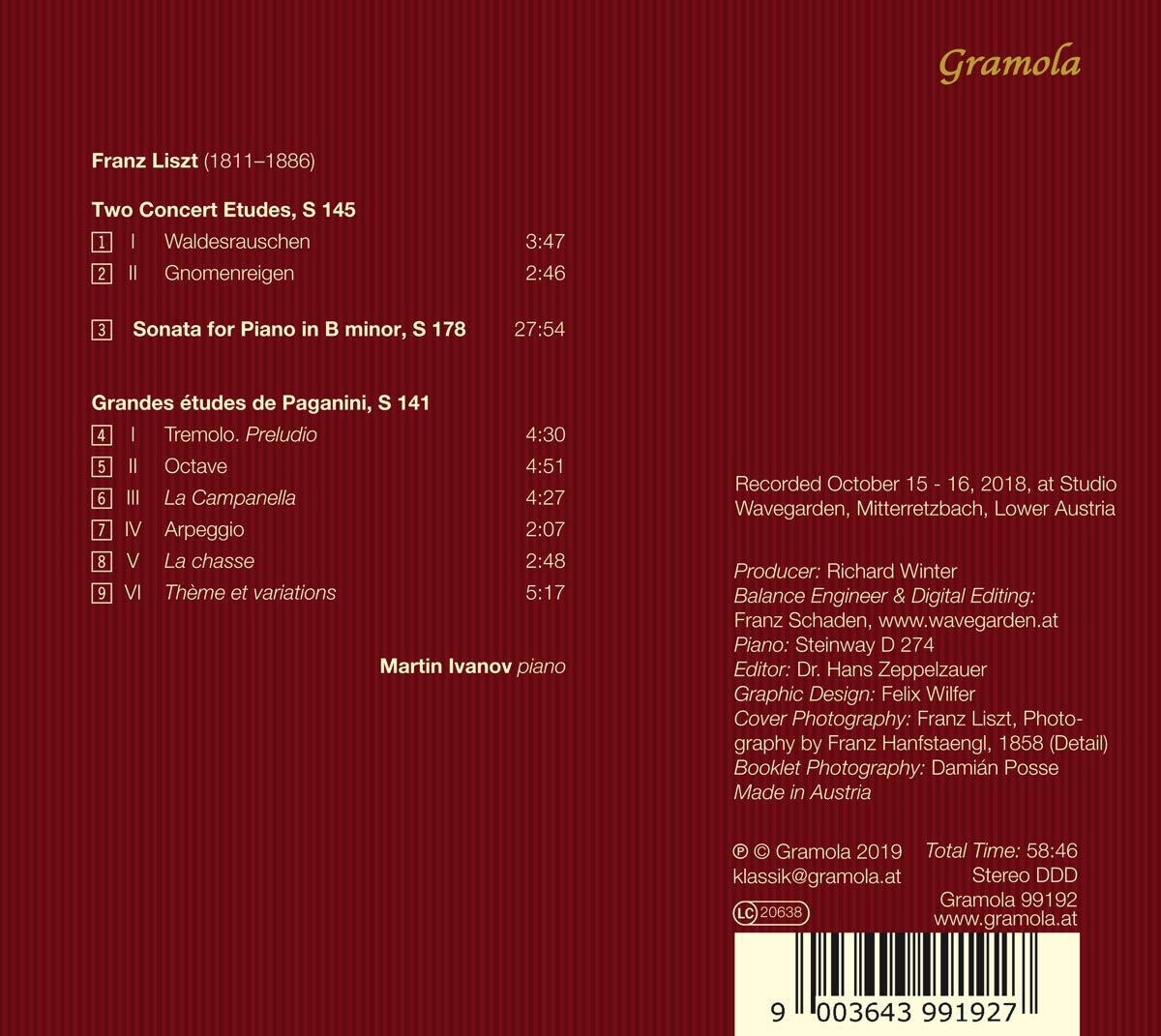 Martin Ivanov 리스트: 소나타 b단조, 파가니니 대연습곡, 두 개의 연주회용 연습곡 (Liszt: Sonata in b minor, Etudes)