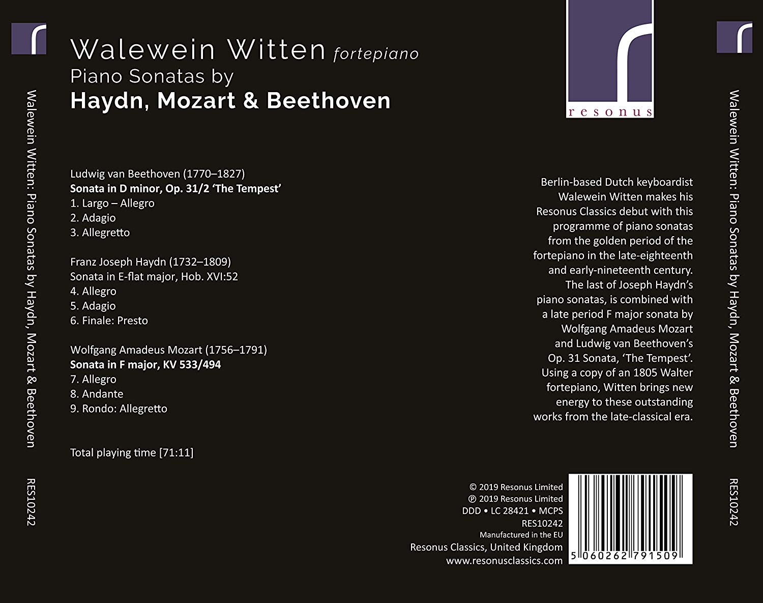 Walewein Witten 하이든 / 모차르트 / 베토벤: 피아노 소나타 (Haydn / Mozart / Beethoven: Piano Sonatas)