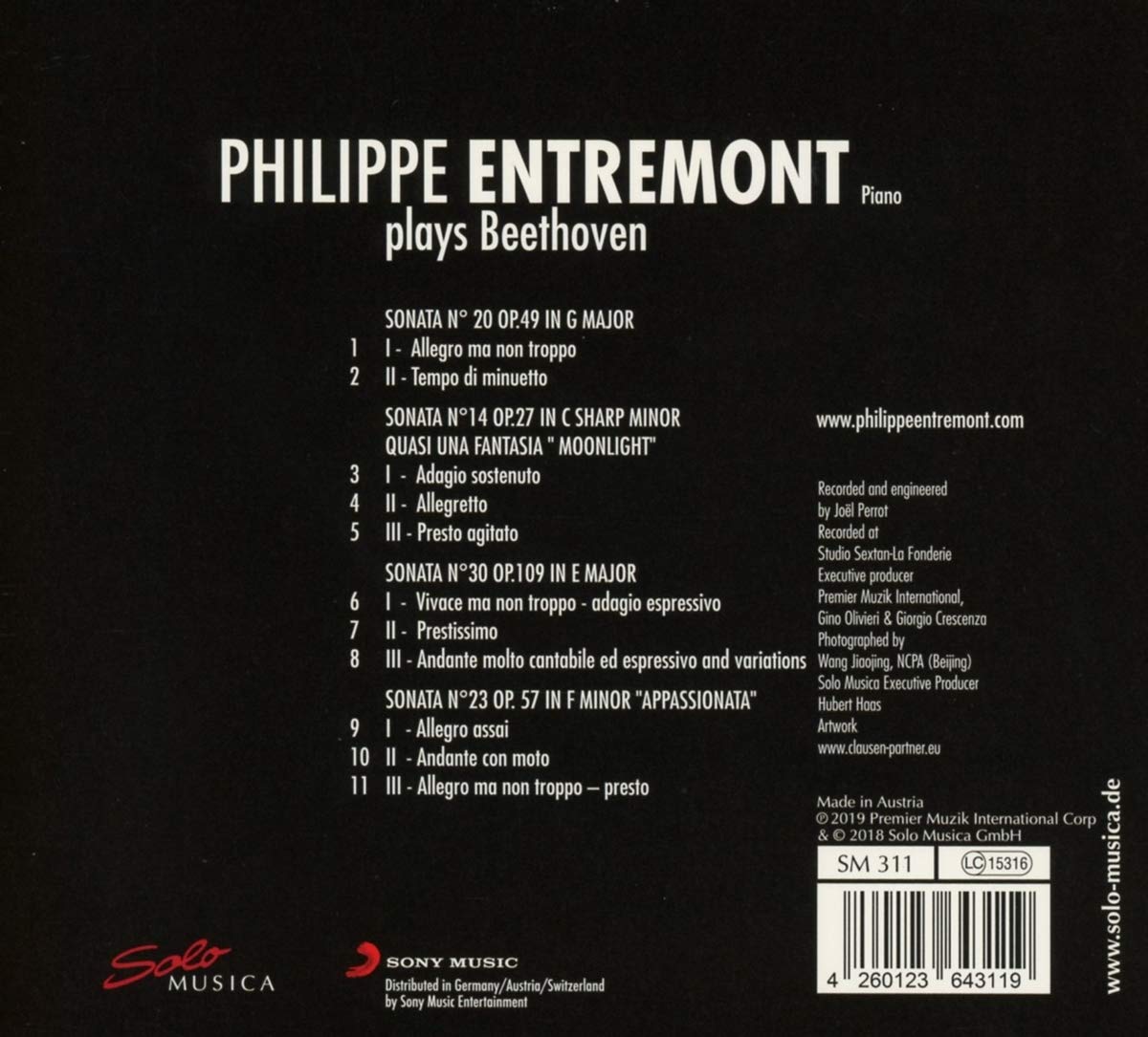 Philippe Entremont 베토벤: 소나타 14, 20, 23, 30번 (Beethoven: Sonata Op. 49, 27, 109, 57)