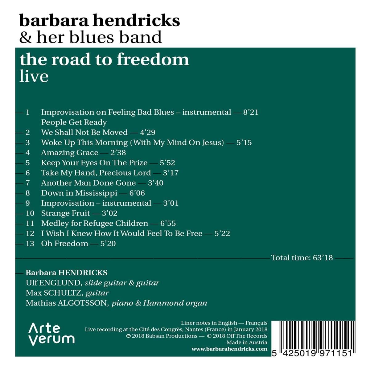 Barbara Hendricks & her Blues Band (바바라 헨드릭스 앤 허 블루스 밴드) - The Road to Freedom