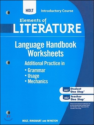 Elements of Literature, Grade 6 Language Handbook Worksheets-grammar, Usage and Mechanics