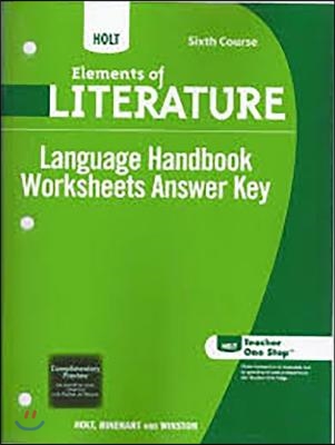 Elements of Literature, Grade 9 Language Handbook Worksheets-grammar, Usage and Mechanics