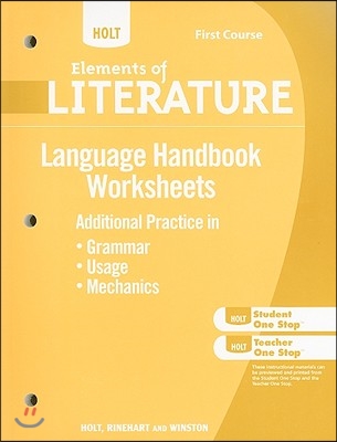 Elements of Literature, Grade 7 Language Handbook Worksheets-grammar, Usage and Mechanics