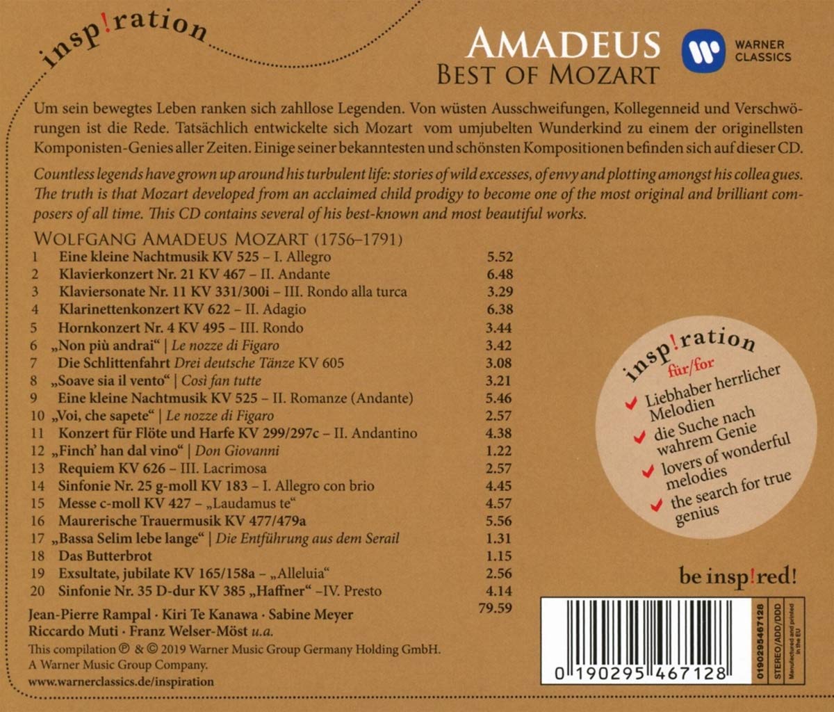 Jean-Pierre Rampal 인스피레이션 - 베스트 모차르트 (Amadeus - Best of Mozart)