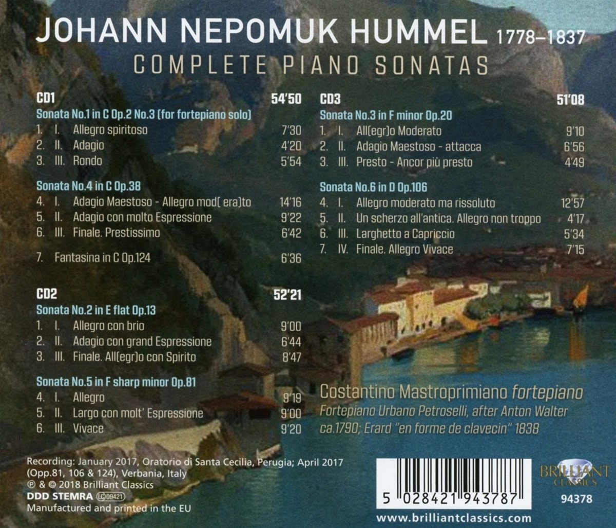 Costantino Mastroprimiano 요한 훔멜: 피아노 소나타 전곡 (Johann Hummel: Complete Piano Sonatas)