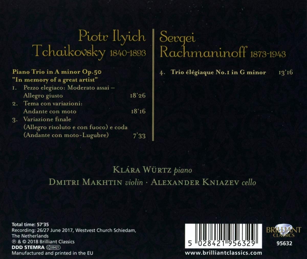 Klara Wurtz 차이코프스키 / 라흐마니노프: 피아노 3중주 `엘레지` (Tchaikovsky: Piano Trio in a minor /Rachmaninoff: Trio Elegiaque)