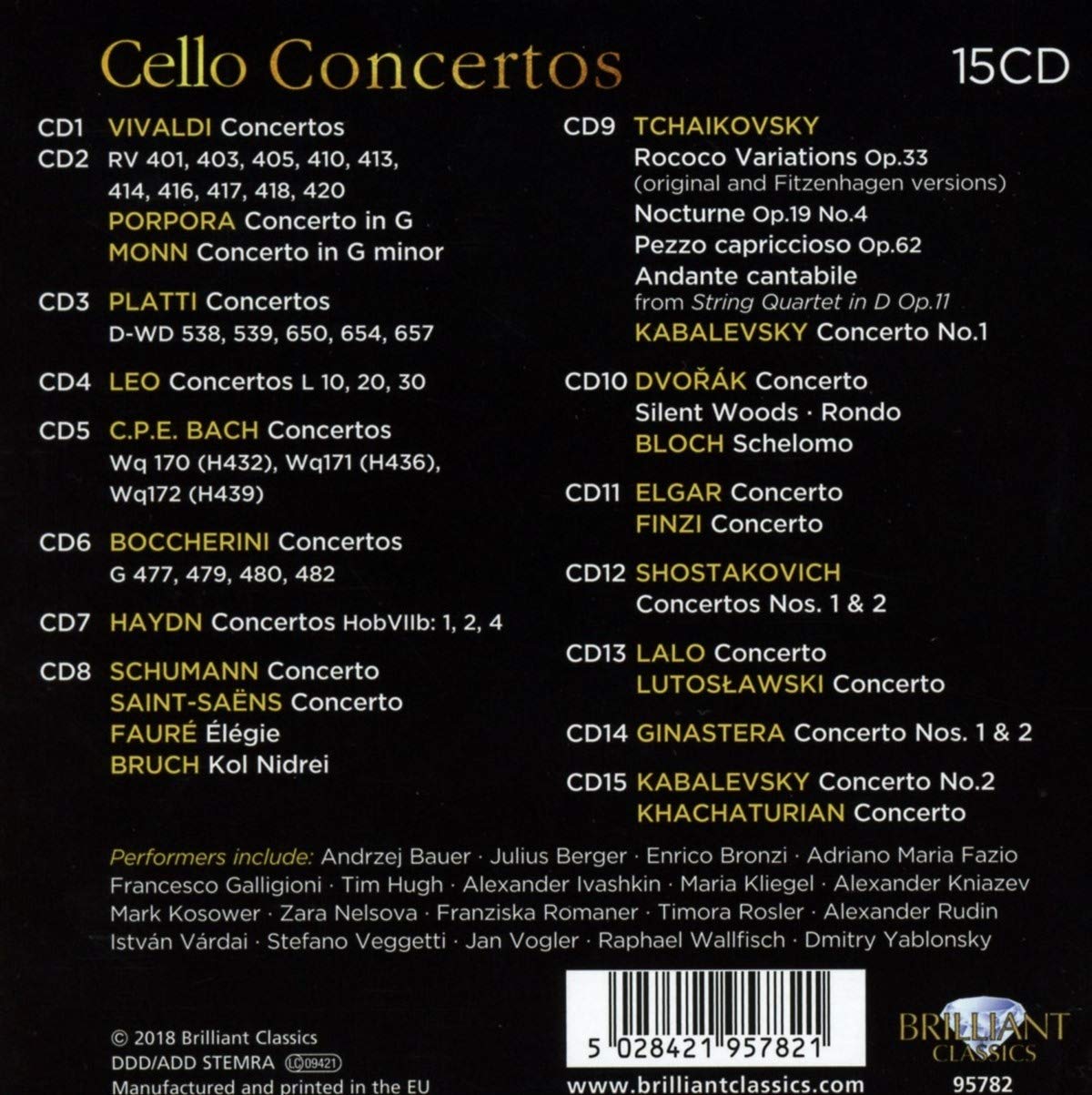 바로크 시대부터 현재까지의 첼로 협주곡 모음집 (Cello Concertos)