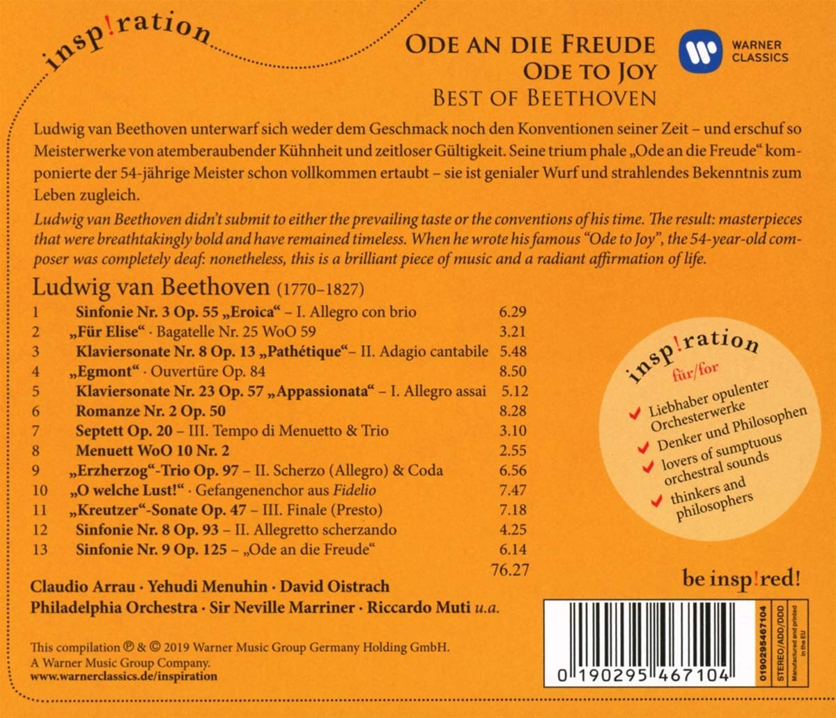 Claudio Arrau 인스피레이션 - 베스트 베토벤 (Ode an die Freude - Best of Beethoven)