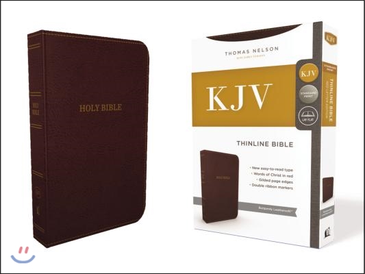 KJV, Thinline Bible, Standard Print, Imitation Leather, Burgundy, Red Letter Edition