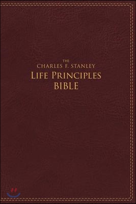NIV, the Charles F. Stanley Life Principles Bible, Imitation Leather, Burgundy, Red Letter Edition