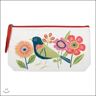 Avian Friends Embroidered Handmade Pouch