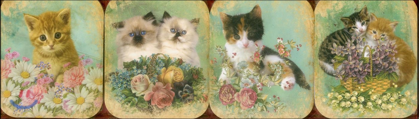 Pocket Note Set of 4 Mini-pads Vintage Kittens