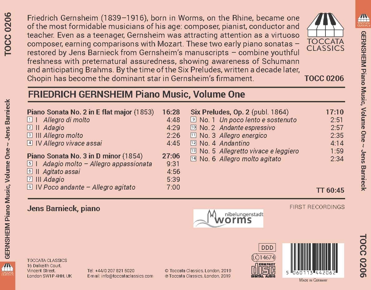 Jens Barnieck 프리드리히 게른스하임: 소나타 2번, 소나타 3번, 여섯 개의 전주곡 (Friedrich Gernsheim: Piano Music, Volume One)