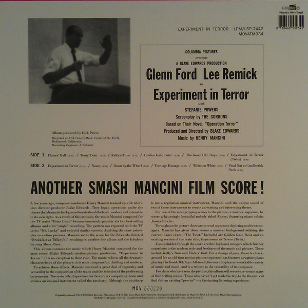 엑스페리먼트 인 테러 영화음악 (Experiment In Terror OST by Henry Mancini 헨리 맨시니) [LP]