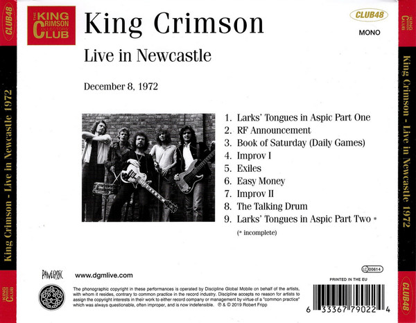 King Crimson (킹 크림슨) - Live In Newcastle, December 8, 1972