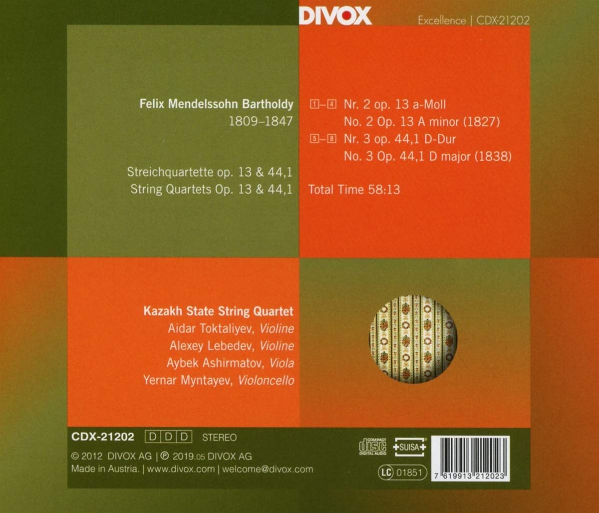 Kazakh State String Quartet 멘델스존: 현악사중주 2, 3번 (Mendelssohn: String Quartets Op. 13, 44)
