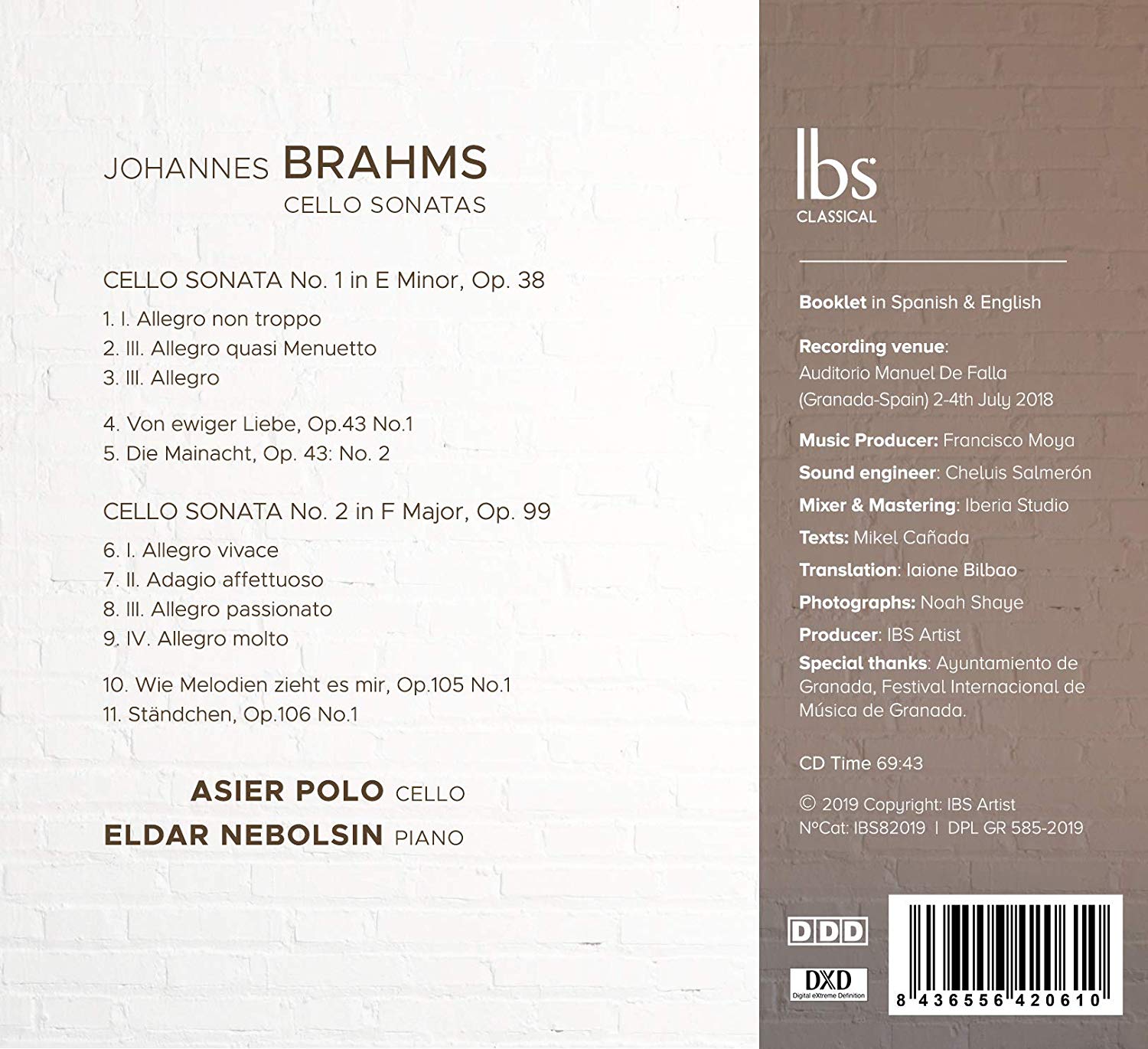 Asier Polo 브람스: 첼로 소나타 1, 2번 (Brahms: Cello Sonatas Op. 38, 99)