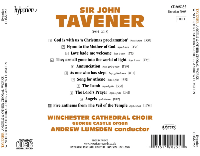 Winchester Cathedral Choir 존 태버너: 합창곡 '천사' (John Tavener: Angels)