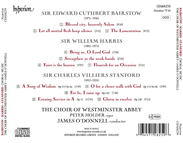 Westminster Abbey Choir 19-20세기 영국 성공회 전통 합창곡 모음집 (Bairstow / Harris / Stanford: Choral Works)