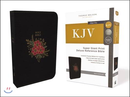 KJV, Deluxe Reference Bible, Super Giant Print, Imitation Leather, Black, Red Letter Edition