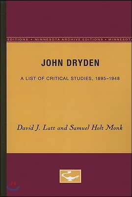 John Dryden: A List of Critical Studies, 1895-1948