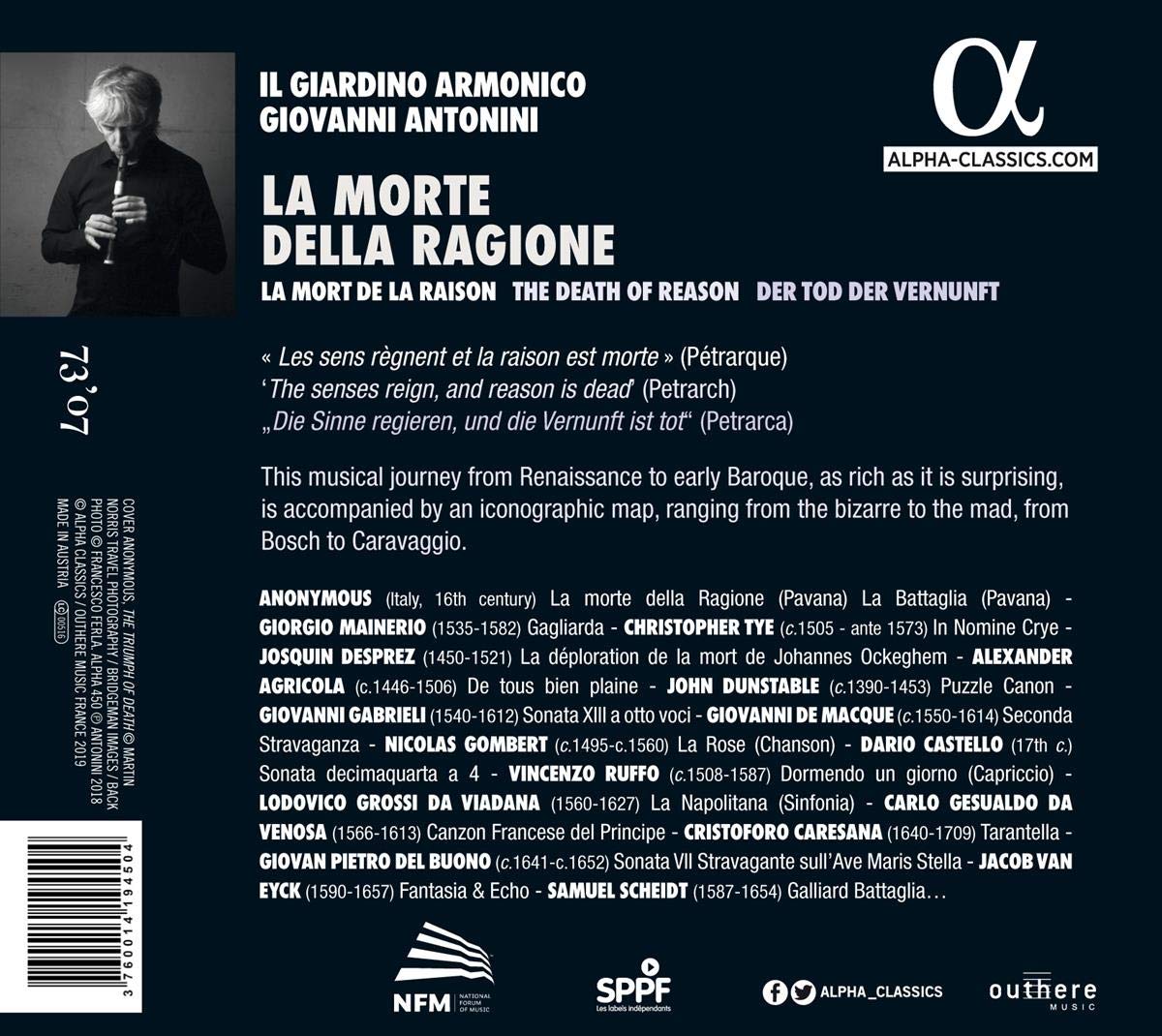 Giovanni Antonini 이성의 죽음 - 르네상스와 바로크 시대의 기악 음악 (La Morte della Ragione)