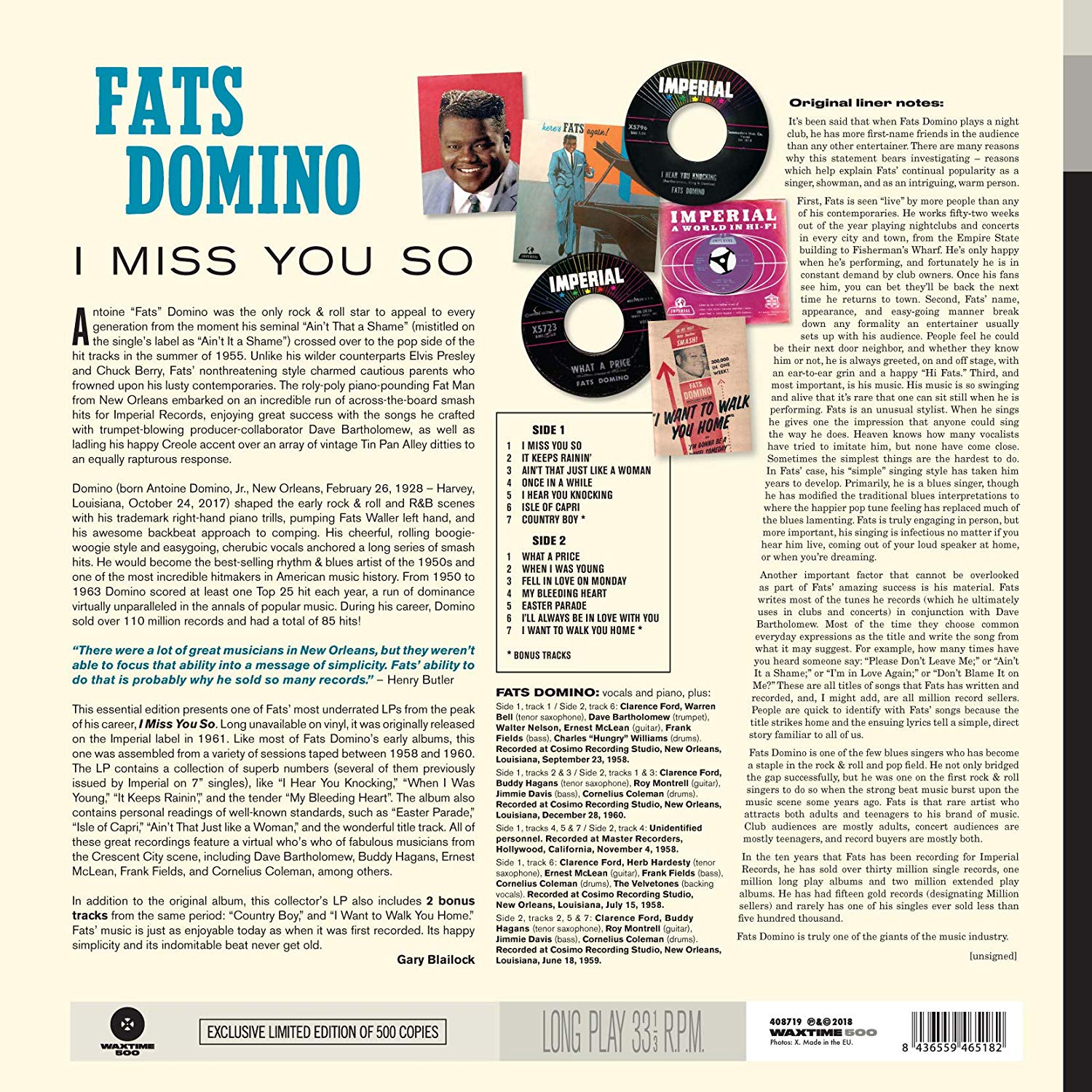 Fats Domino (패츠 도미노) - I Miss You So [LP]