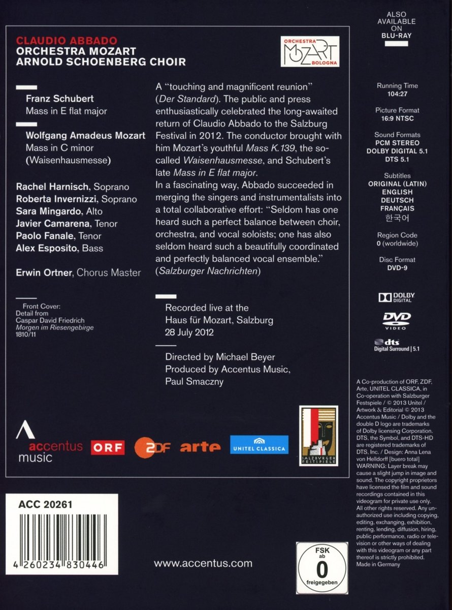 Claudio Abbado 모차르트: 미사 c단조 KV.139 '고아원미사' / 슈베르트: 미사 Eb장조 D.950