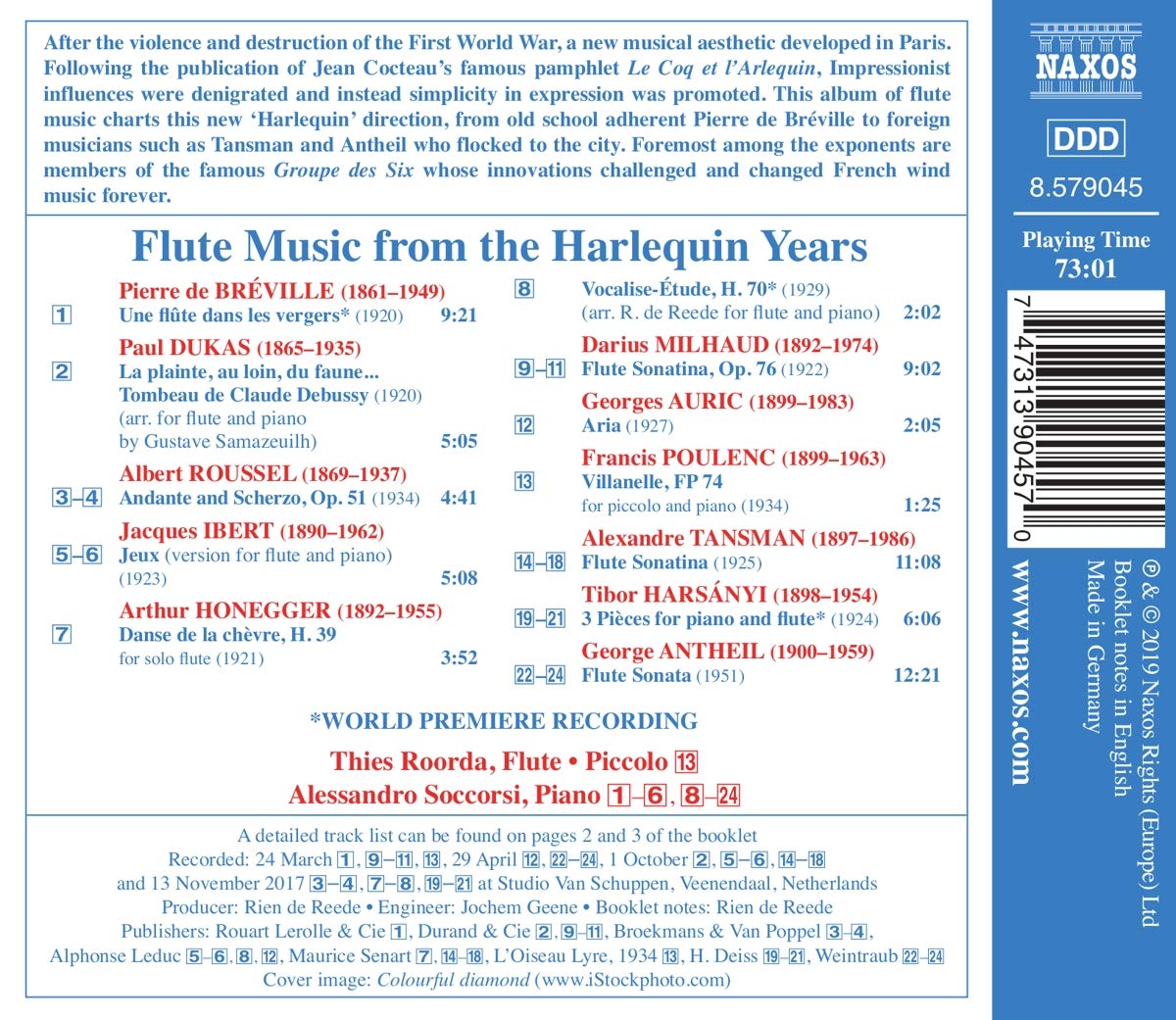 Thies Roorda 프랑스 플루트 소나타 작품집 (Flute Music from the Harlequin Years)