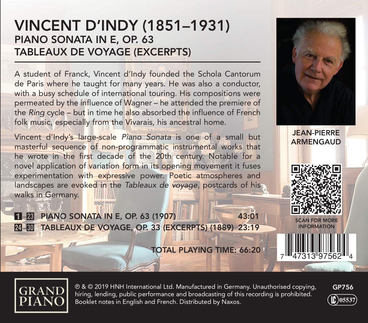 Jean-Pierre Armengaud 뱅상 당디: 피아노 소나타, 여행의 광경 (Vincent d'Indy: Piano Sonata Op. 63, Tableaux de Voyage)