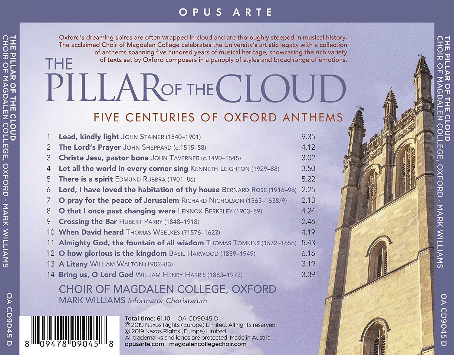 Mark Williams 옥스퍼드를 이끌어온 작곡가들의 합창곡 모음집 (The Pillar of the Cloud)