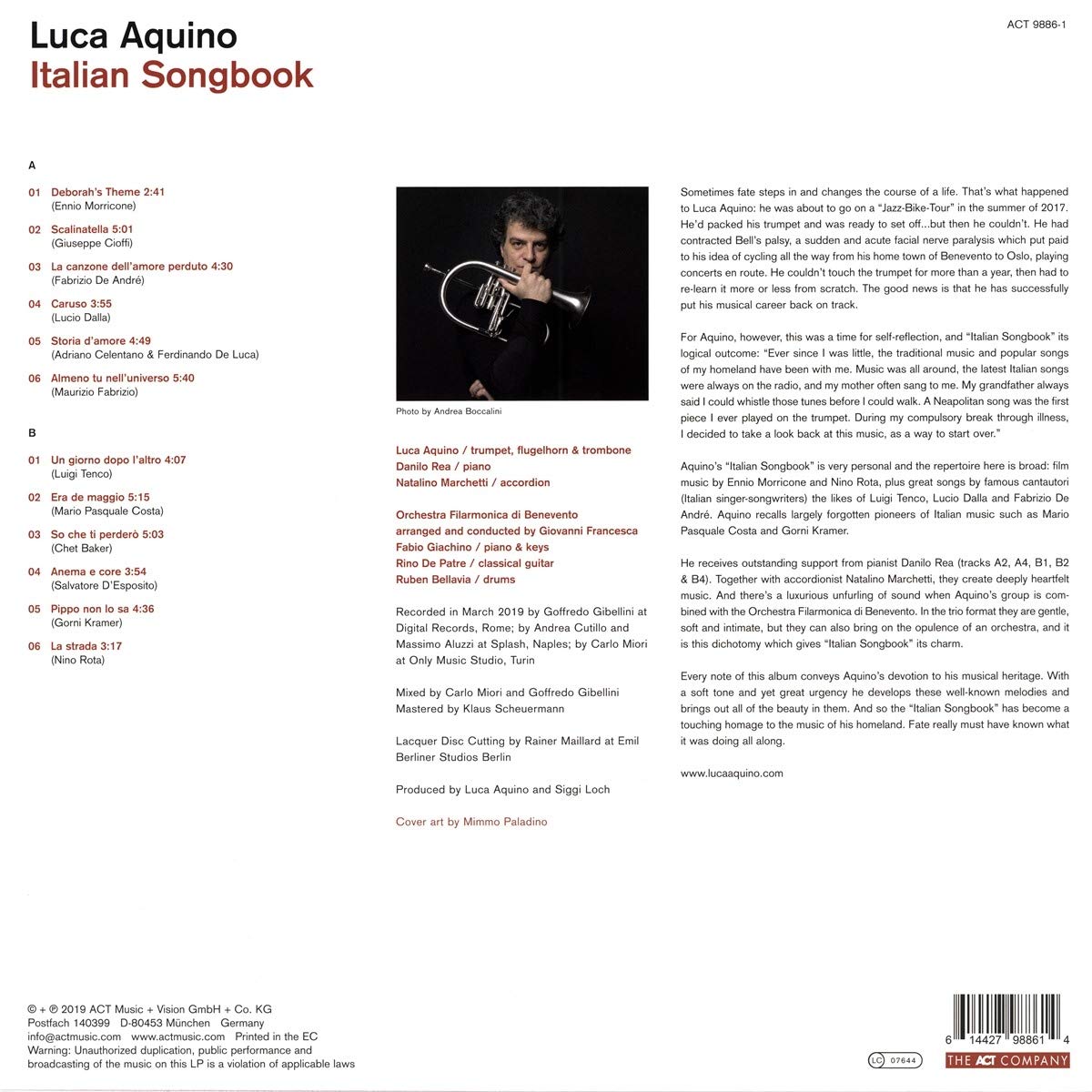 Luca Aquino (루카 아퀴노) - Italian Songbook [LP]