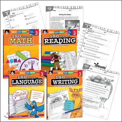 180 Days Reading, Math, Writing, & Language Grade 3: 4-Book Set
